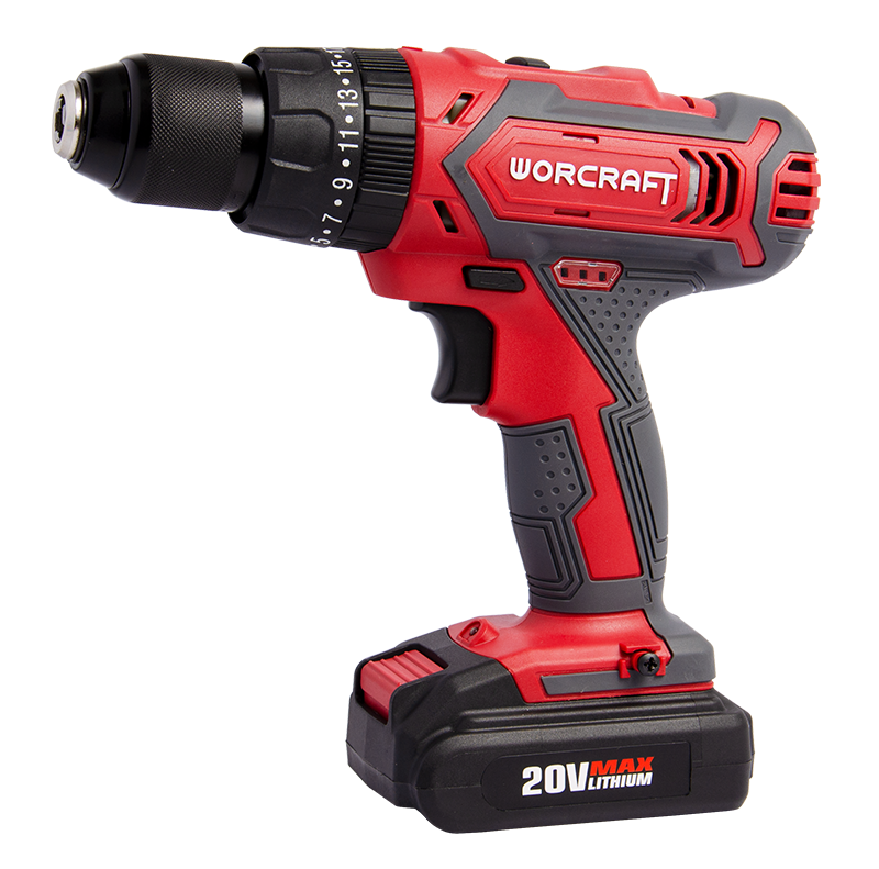 Акумуляторний шуруповерт WORCRAFT CD-20LiH збоку, вид спереду.