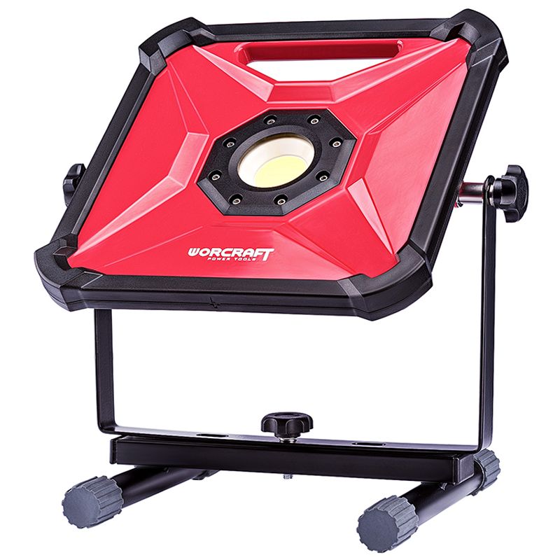 Аккумуляторный светодиодный прожектор WORCRAFT CLED-S20Li-30W на складной подставке.