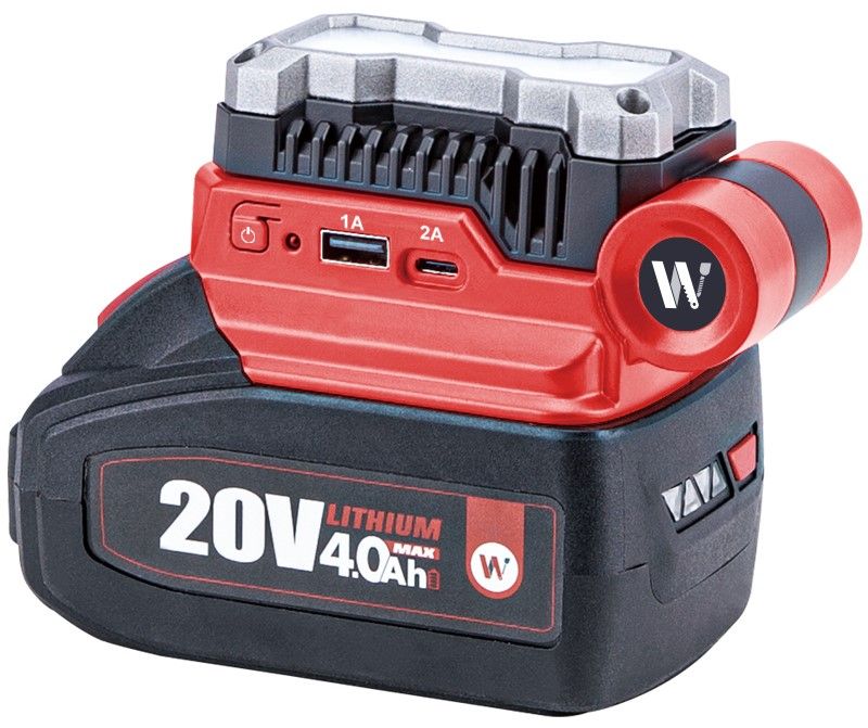 Аккумуляторный адаптер WORCRAFT CUA-S20Li с фонарем и USB-портами.