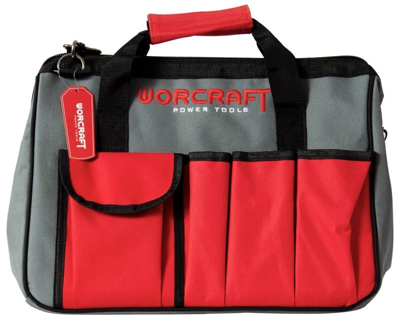 Нейлоновая сумка для инструментов WORCRAFT WTFTB-03 с несколькими внешними карманами и ручками для переноски.