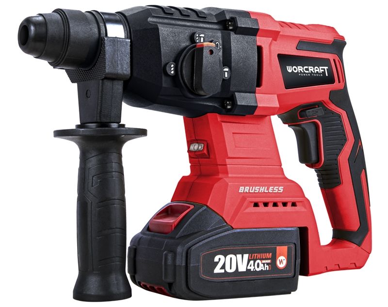 Фото аккумуляторного перфоратора WORCRAFT с боковой рукояткой