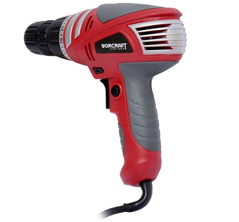 Электрический шуруповерт WORCRAFT ED-280 — задний угол обзора, вид на вентиляционные отверстия.