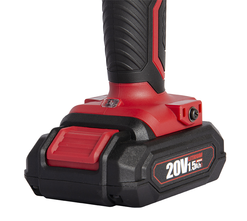 Акумулятор WORCRAFT 20V MAX, встановлений на шуруповерт.