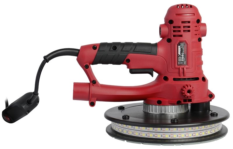 Боковой вид шлифовальной машины для стен WORCRAFT DS08-180 с выключенным кабелем.