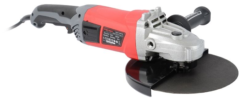 Шлифмашина WORCRAFT AG24-230A под углом — видна прочная конструкция редуктора.