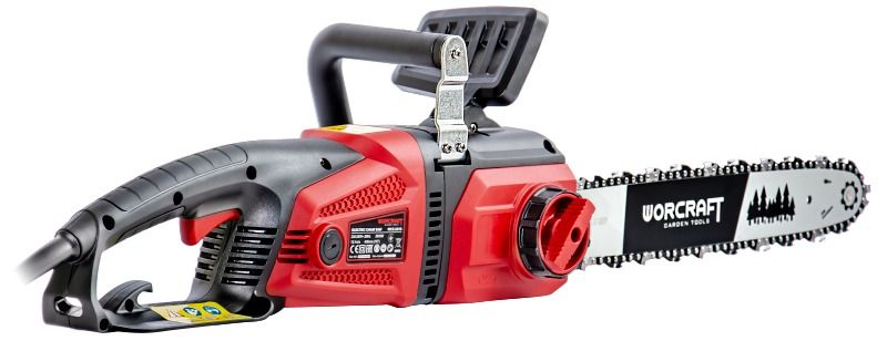 Електропила WORCRAFT WCE-2616 у профіль — вигляд на всю пилу з направляючою шиною.