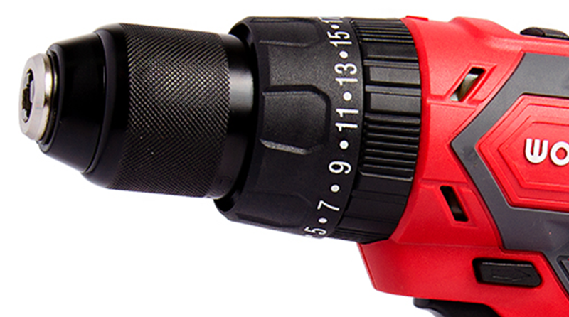 Крупний план патрона та налаштування крутного моменту WORCRAFT CD-20LiH.