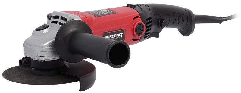 Перспективный вид шлифмашины WORCRAFT WAG13-125 — хорошо видны рукоятка и кожух.