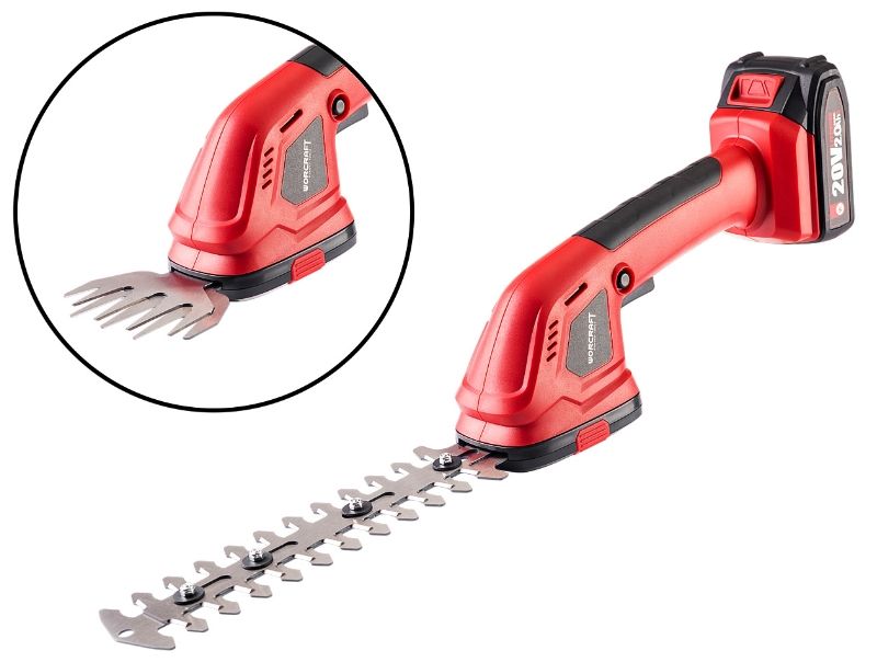 Аккумуляторные садовые ножницы WORCRAFT CGS-S20LiC с двумя сменными лезвиями.