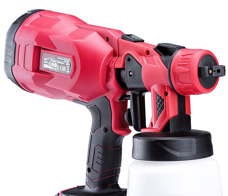 Вид сбоку на краскопульт WORCRAFT CSG-S20Li — удобная конструкция для точной окраски.