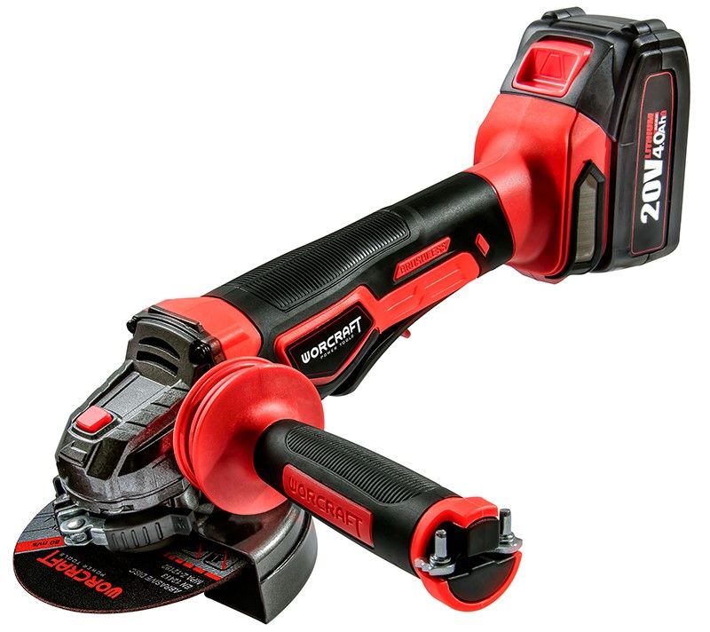 Смена диска на аккумуляторной УШМ WORCRAFT CAG-S20LIB-125 с помощью ключа.