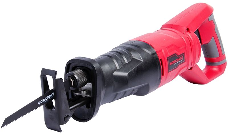 Угловой вид сабельной пилы WORCRAFT RS07-115 с установленным пильным полотном.