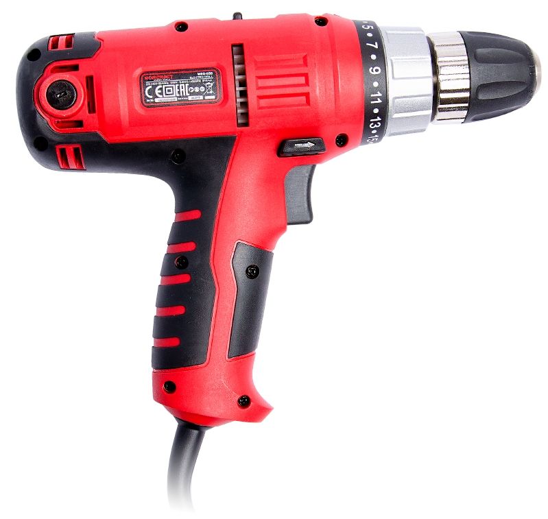 Загальний вигляд електричного шуруповерта WORCRAFT WED-650 з ергономічною ручкою.