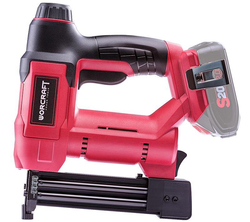 Комбинированный аккумуляторный гвоздезабиватель WORCRAFT CNS-S20Li крупным планом.