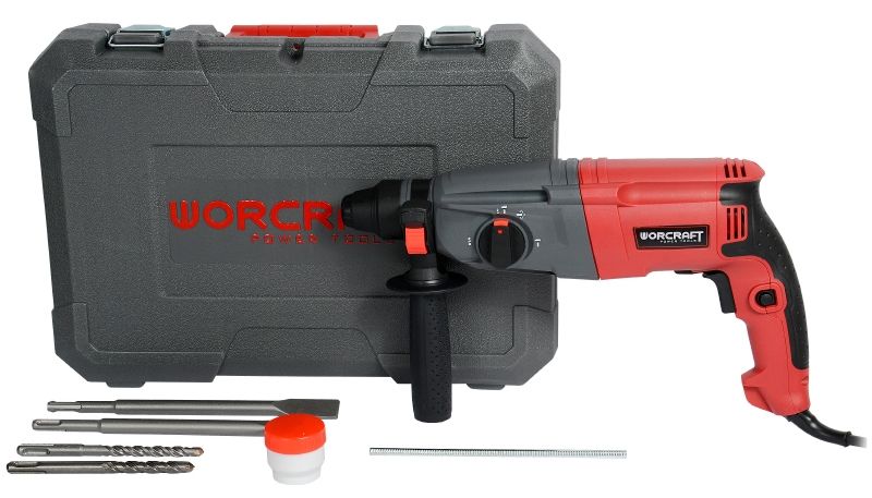 Перфоратор WORCRAFT RH09-26A с кейсом и комплектом принадлежностей.