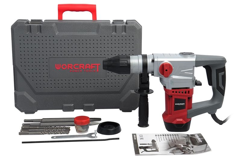 Комплект перфоратора WORCRAFT RH09-26X с кейсом и принадлежностями.