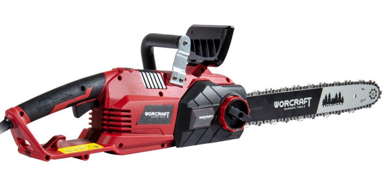 Электропила WORCRAFT с направляющей шиной и черной цепью