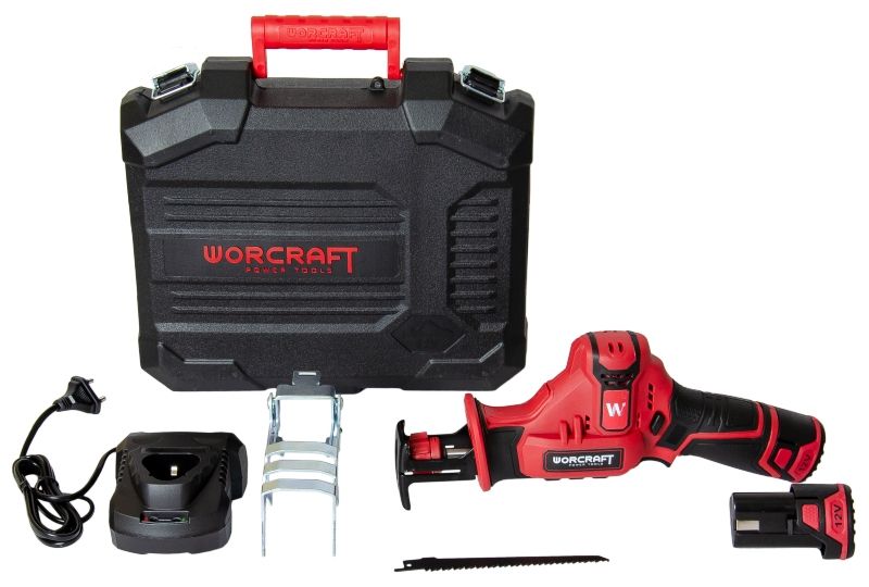 Комплект WORCRAFT CSS-12Li з кейсом, акумулятором і зарядним пристроєм.