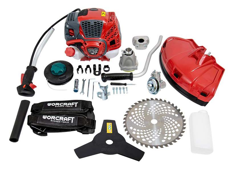 Комплект поставки мотокоси WORCRAFT WGT52-320 з аксесуарами.