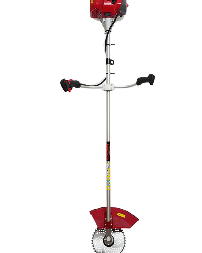 Полный вид мотокосы WORCRAFT WGT52-280 с U-образной ручкой и кожухом.