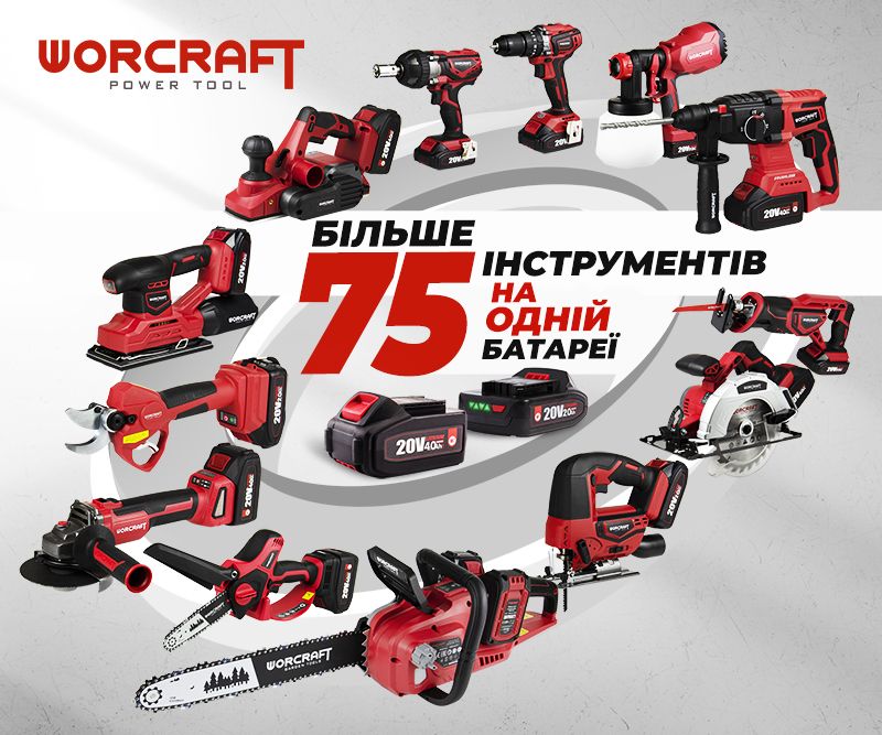 Акумуляторна безщіткова шліфмашина кутова WORCRAFT CAG-S20LIBH-125