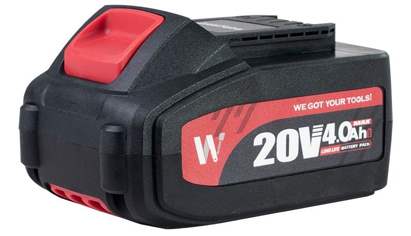 Акумуляторна батарея WORCRAFT CLB-20V-4.0HC ємністю 4.0 А·год, вигляд збоку.