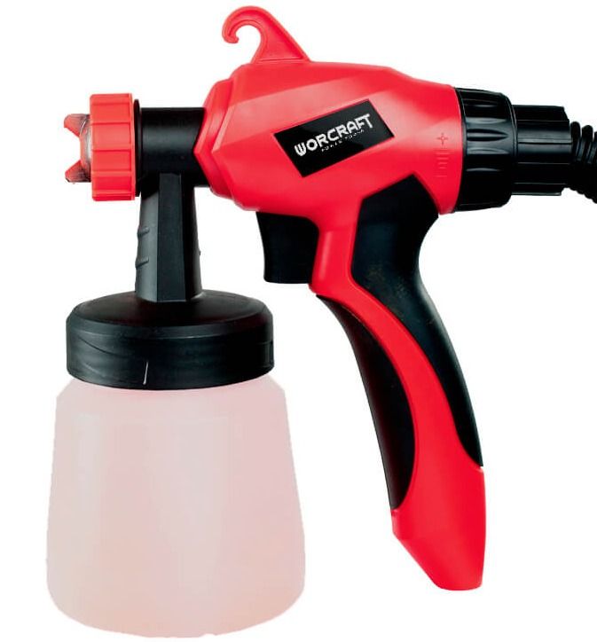 Ручка и сопло краскопульта WORCRAFT SG08-800 крупным планом.