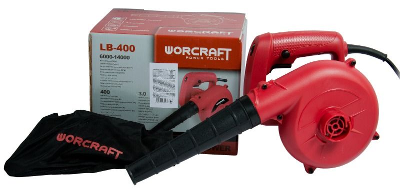 Комплектация WORCRAFT LB-400: воздуходув, коробка и мешок для сбора мусора.