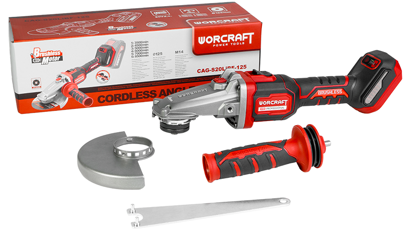 Акумуляторна безщіткова шліфмашина кутова WORCRAFT CAG-S20LiBF-125