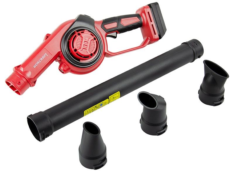 Комплектація повітродува WORCRAFT CLB-S20LiA з насадками та подовжувачем.