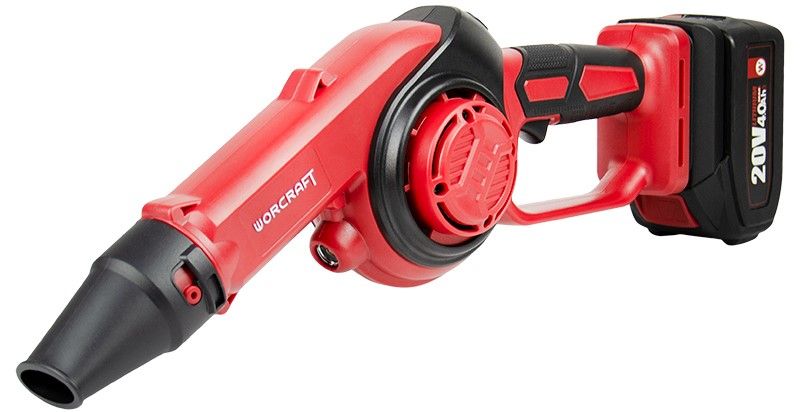 Аккумуляторный воздуходув WORCRAFT CLB-S20LiA в профиль с коротким соплом.