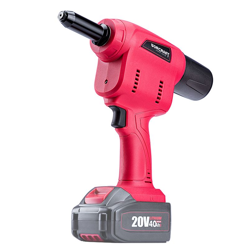 Аккумуляторный заклепочник WORCRAFT CRG-S20Li — вид на инструмент в сборе с батареей.