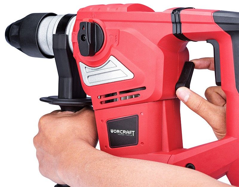 Управление функциями перфоратора WORCRAFT RH18-38X с помощью переключателя режимов.