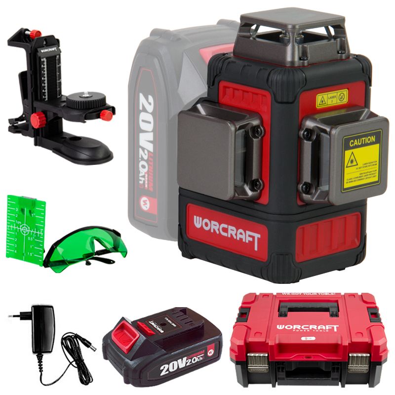 Аккумуляторный лазерный уровень 3D WORCRAFT XCUBE026