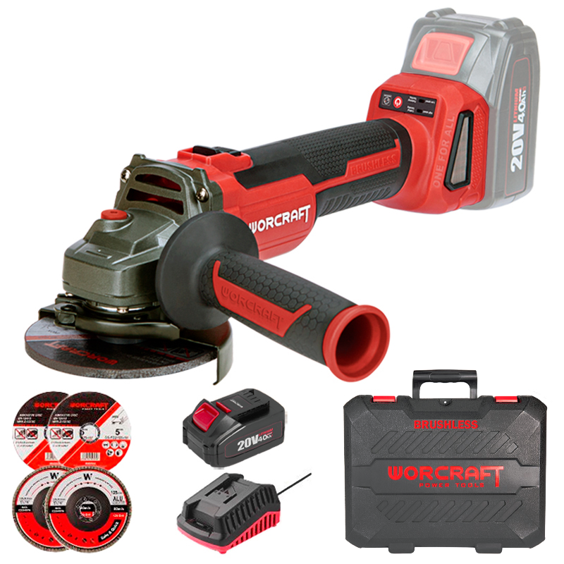 Аккумуляторная бесщеточная шлифмашина угловая WORCRAFT CAG-S20LIBH‑125B
