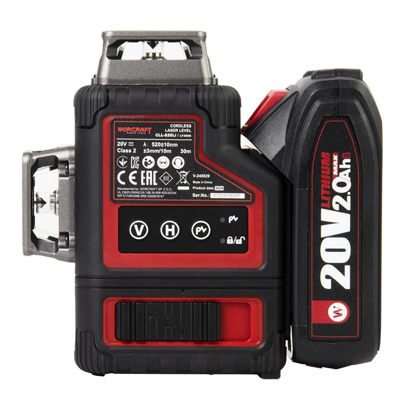 Аккумуляторный лазерный уровень 3D WORCRAFT XCUBE026